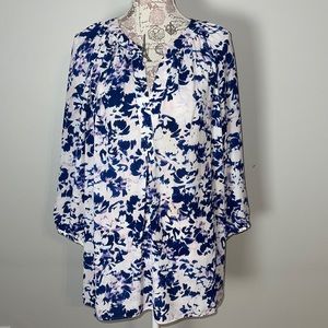Porophrose 1X white Purple Floral Shirt